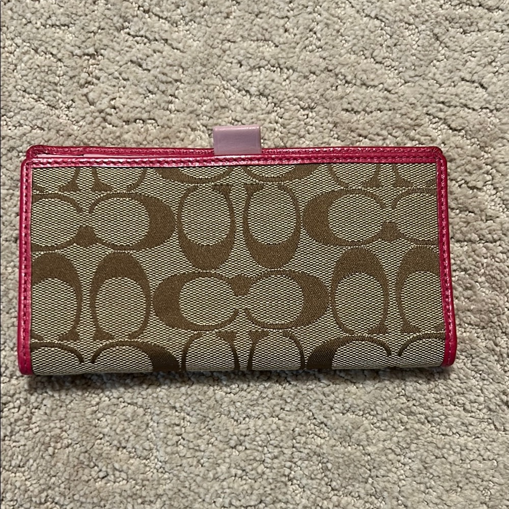 Coach Brown and Pink Check Book Cover